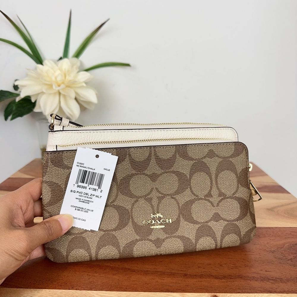 NWT Coach Double Zip Wallet In Signature‎ Canvas - Picture 7 of 7
